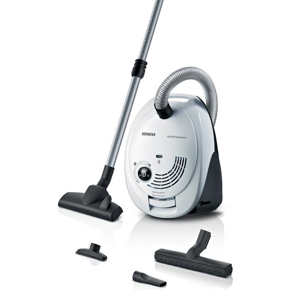 SIEMENS Bodenstaubsauger VS06WH1T, Made in Germany, Hygiene-Filter, kompakt, leicht, 850 W, mit Beutel, hohe Saugkraft, spezielle Hartbodendüse, integriertes Zu