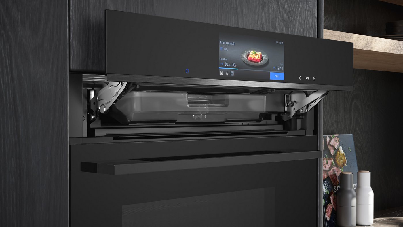 SIEMENS Dampfbackofen iQ700 HS738G3B2, mit Teleskopauszug nachrüstbar – Bild 5 von 5