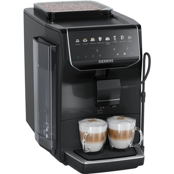 SIEMENS Kaffeevollautomat EQ500 TP553E09, Doppeltassenfunktion, 41 Getränke, einfache Reinigung, Keramikmahlwerk, entnehmbare Brüheinheit, Steuerung per App, Sc