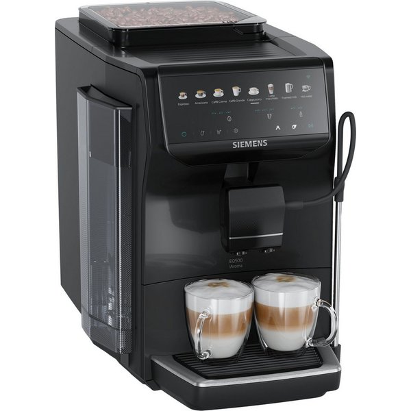SIEMENS Kaffeevollautomat EQ500 TP553E19, Doppeltassenfunktion, 8 Getränke, farb. Touchdisplay, Keramikmahlwerk, entnehmbare Brüheinheit, Steuerung per App, Sch