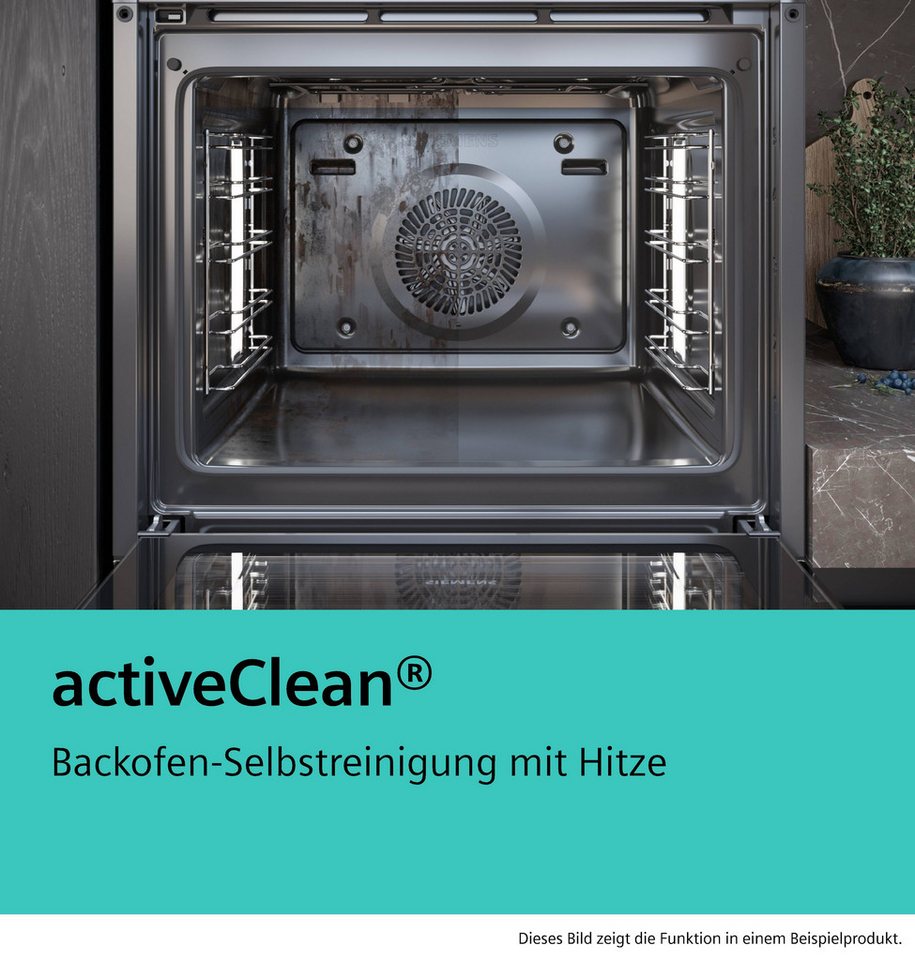 SIEMENS Pyrolyse Backofen iQ300 HB572ABS3, mit Teleskopauszug nachrüstbar, Pyrolyse-Selbstreinigung, Air Fry Funktion für knusprige Ergebnisse & Selbstreinigung – Bild 3 von 5