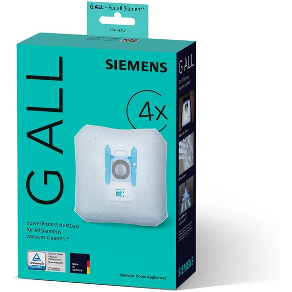 SIEMENS Staubsaugerbeutel VZ41FGALL, passend für Siemens, 4er- Pack, passend für SIEMENS Beutel Staubsauger