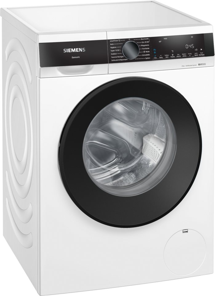SIEMENS Waschmaschine iQ500 WG44G2F41, 9 kg, 1400 U/min, Automatische Waschmitteldosierung i-Dos, Knitter-Programm smartFinish – Bild 2 von 5