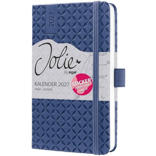 Sigel Buchkalender Jolie 2027 Hardcover, für 2027, 1 Woche = 2 Seiten, inkl. Stickerbogen