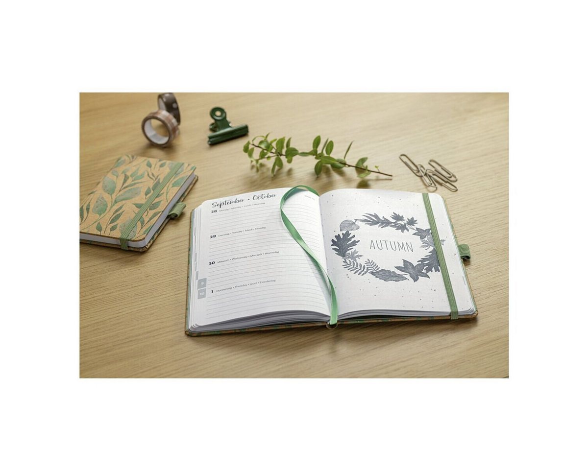 Sigel Buchkalender Jolie Sparkle Leaves Hardcover, für 2027, 1 Woche = 2 Seiten – Bild 4 von 4