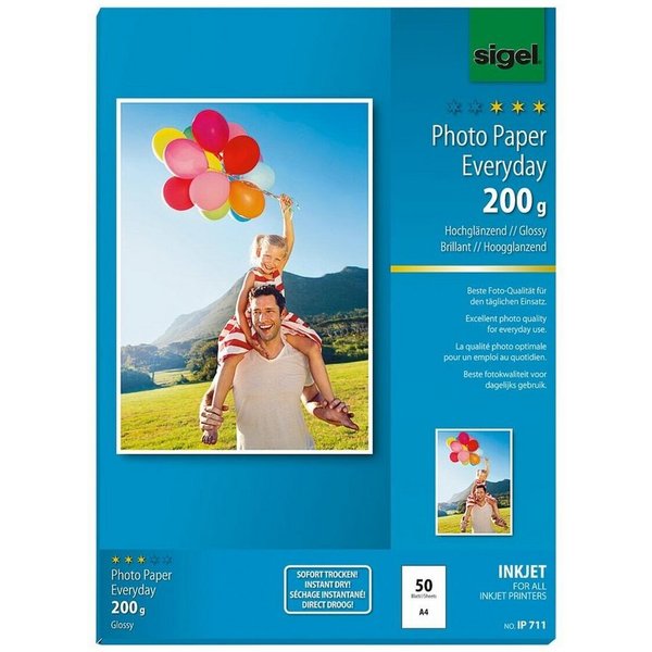 Sigel Fotopapier Everyday Plus, hochglänzend und sofort trocknend