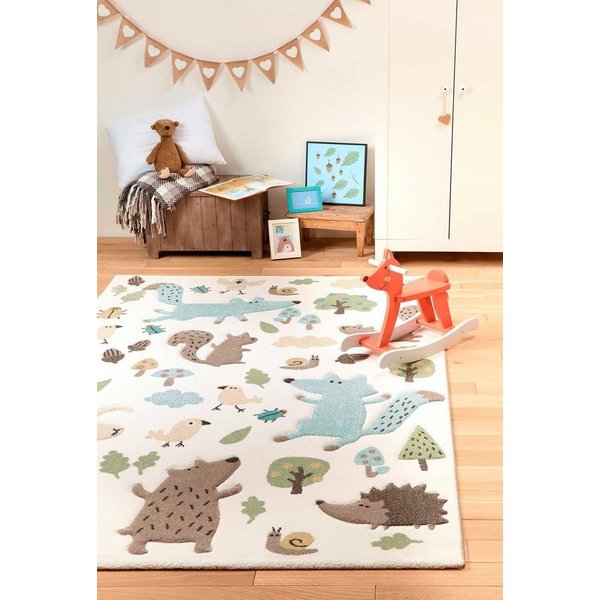Sigikid Kinderteppich Forest, rechteckig, Höhe: 13 mm, Wald Tiere Design, Kurzflor