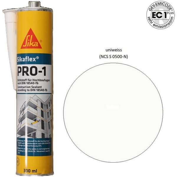 Sika Dichtstoff Sikaflex Pro1 PU-Polyurethan Fugen Dichtstoff 300ml Kartusche, gebrauchsfertig