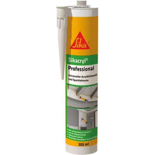 Sika Maleracryl Sikacryl Professional weiß 300ml, 1-K-Acryl-Dispersion, gebrauchsfertig, Ausgezeichnete Verarbeitung