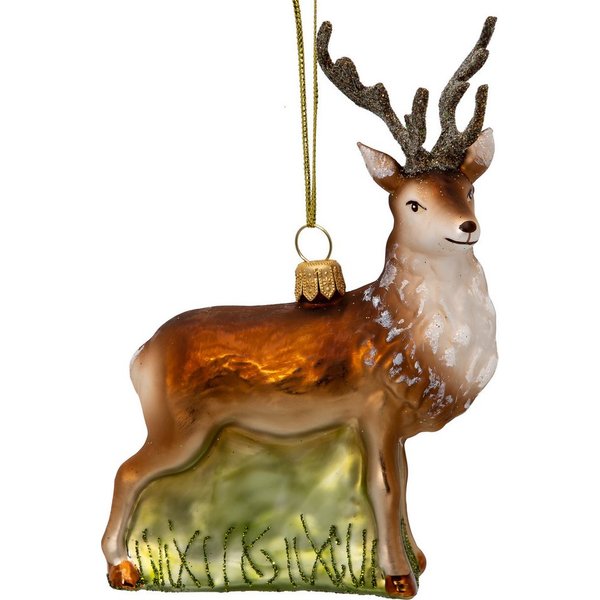 SIKORA Christbaumschmuck Hirsch Besondere Weihnachtskugel Glas Figur Anhänger - BS729, Christbaumschmuck - Traditionell, authentisch & außergewöhnlich