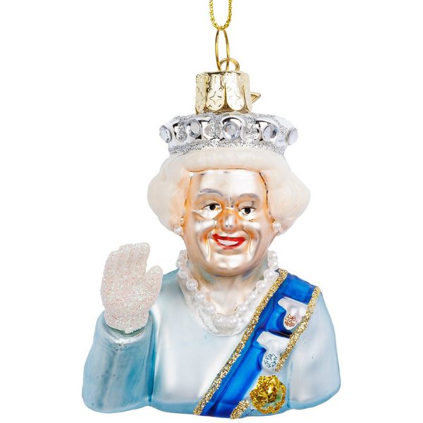 SIKORA Christbaumschmuck Queen Elizabeth besondere Weihnachtskugel Glas Anhänger – BS011, Christbaumschmuck Deko - traditionell, witzig & außergewöhnlich