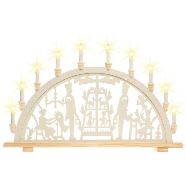 SIKORA Schwibbogen LB10-10 XXL Lichterbogen mit 10 elektrischen Kerzen Motiv GUTE STUBE, 71 cm breit - mit 10 Kerzen und klassischem Weihnachtsmotiv
