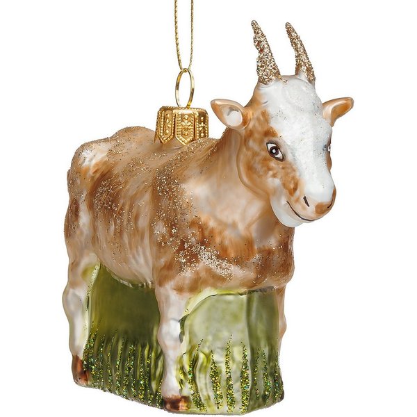 SIKORA Weihnachtsbaumkugel Ziegenbock Besondere Weihnachtskugel Glas Figur Anhänger - BS799, Christbaumschmuck - Traditionell, authentisch & außergewöhnlich