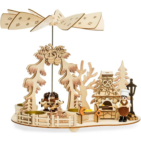 SIKORA Weihnachtspyramide 2-in-1 Räucherfigur Backstube Backofen Pyramide Deko H:23cm- P35