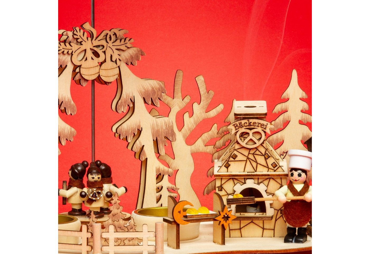 SIKORA Weihnachtspyramide 2-in-1 Räucherfigur Backstube Backofen Pyramide Deko H:23cm- P35 – Bild 3 von 4