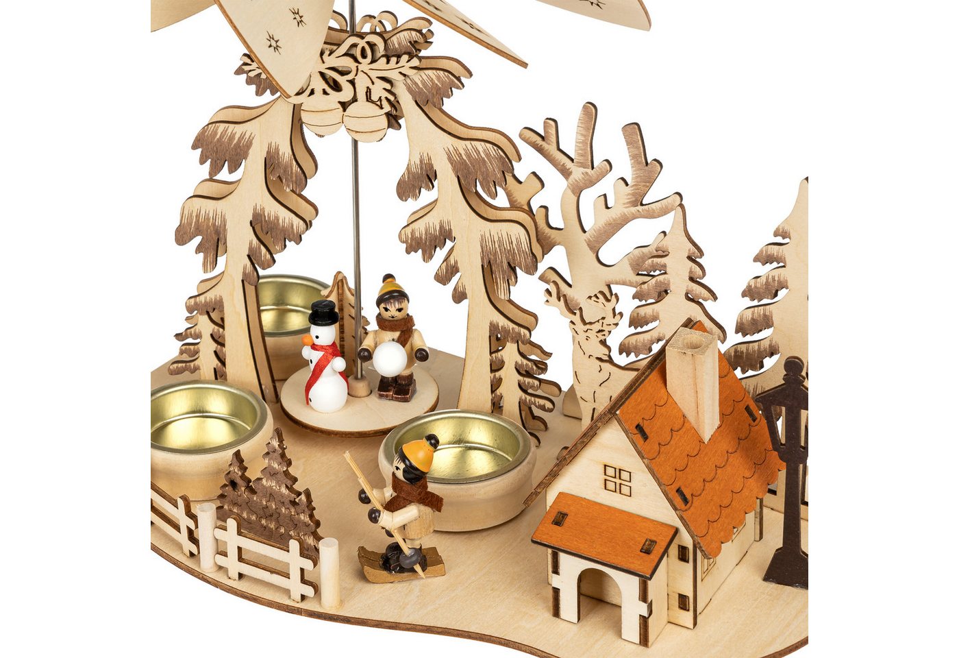 SIKORA Weihnachtspyramide P35e 2-in-1 Pyramide Räuchermännchen mit rauchender Hütte H:23cm – Bild 4 von 5