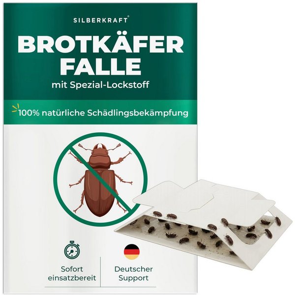 Silberkraft Insektenfalle Brotkäferfalle – Universal-Klebefalle mit Lockstoff, Extrastarke Klebefläche, einfache Anwendung