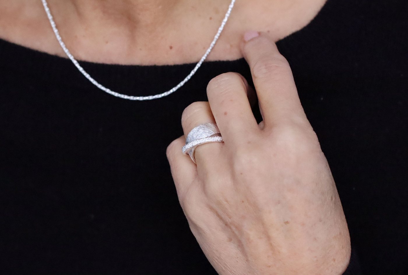 SILBERMOOS Silberring Criss-Cross-Ring, 925 Sterling Silber – Bild 4 von 5