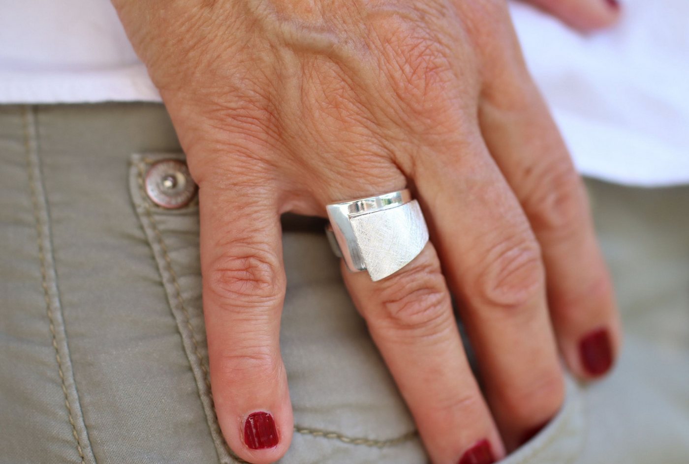 SILBERMOOS Silberring "Doppelter Bandring", 925 Sterling Silber – Bild 4 von 5