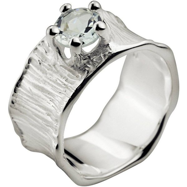 SILBERMOOS Silberring Eleganter Weißtopas Ring, 925 Sterling Silber