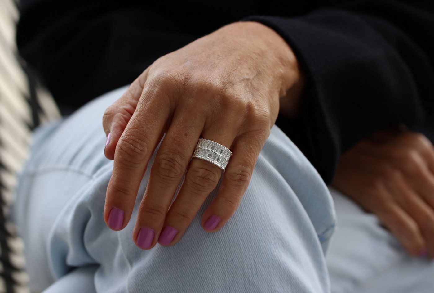 SILBERMOOS Silberring Ring mit doppeltem Ornamentband, 925 Sterling Silber – Bild 3 von 5