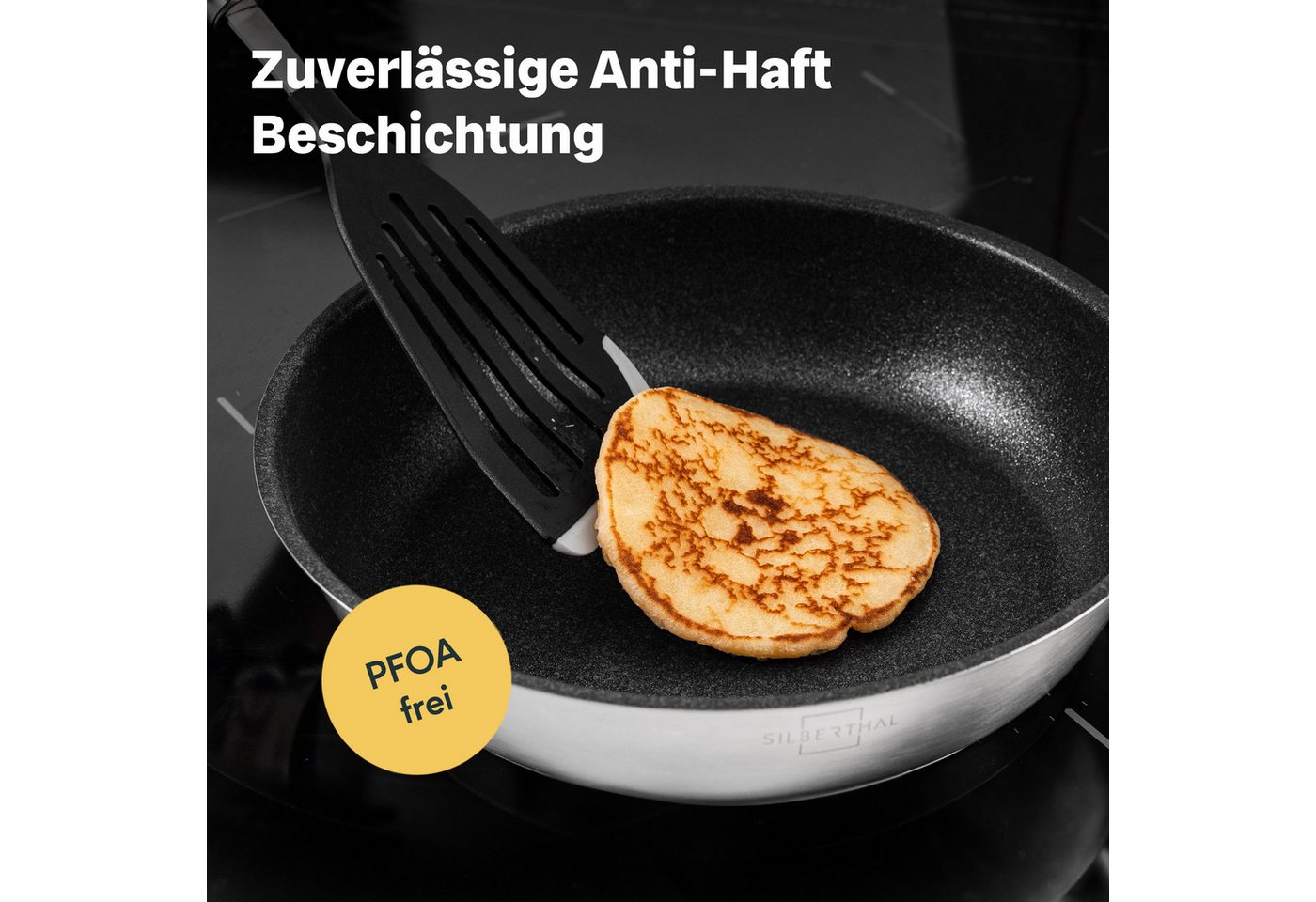 SILBERTHAL Bratpfanne 20cm beschichtet, Induktion, Edelstahlpfanne, Edelstahl (1-tlg), für alle Herdarten, backofenfest – Bild 3 von 5