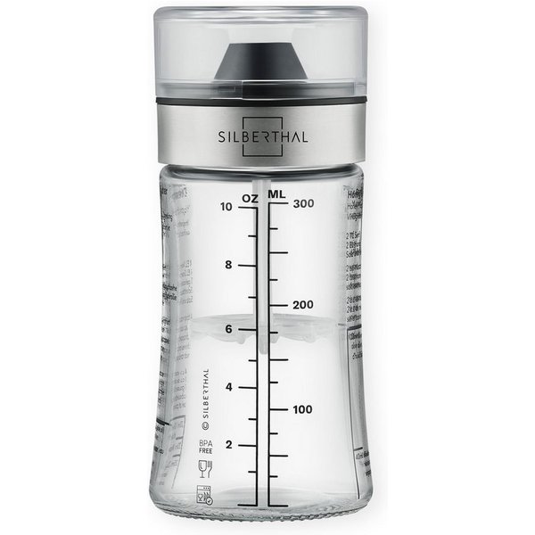 SILBERTHAL Dressing Shaker Dressingshaker 350ml, Glas, (1-tlg), Salatsaucen Behälter mit integrierter Skala, perfekt zum Mitnehmen