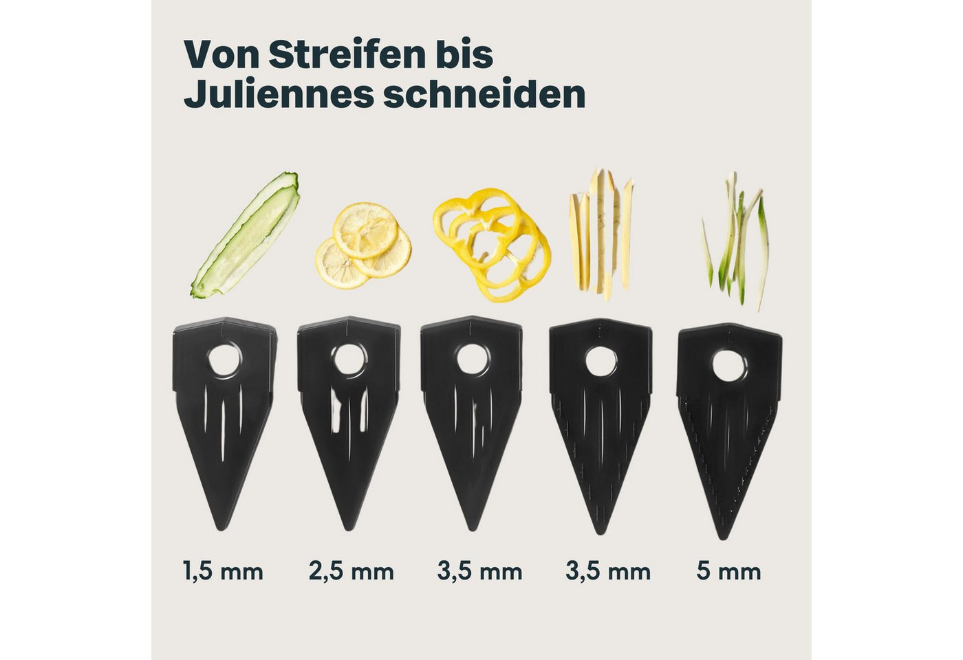 SILBERTHAL Gemüsehobel V-Hobel mit Einsätzen, extra scharfe Klingen, Edelstahl, Kunststoff, mit Sicherheitshandschuh, Klingenaufbewahrung – Bild 3 von 5