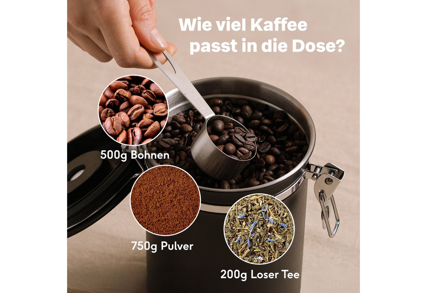 SILBERTHAL Kaffeedose 500g luftdicht, Edelstahl, (1-tlg) – Bild 4 von 5