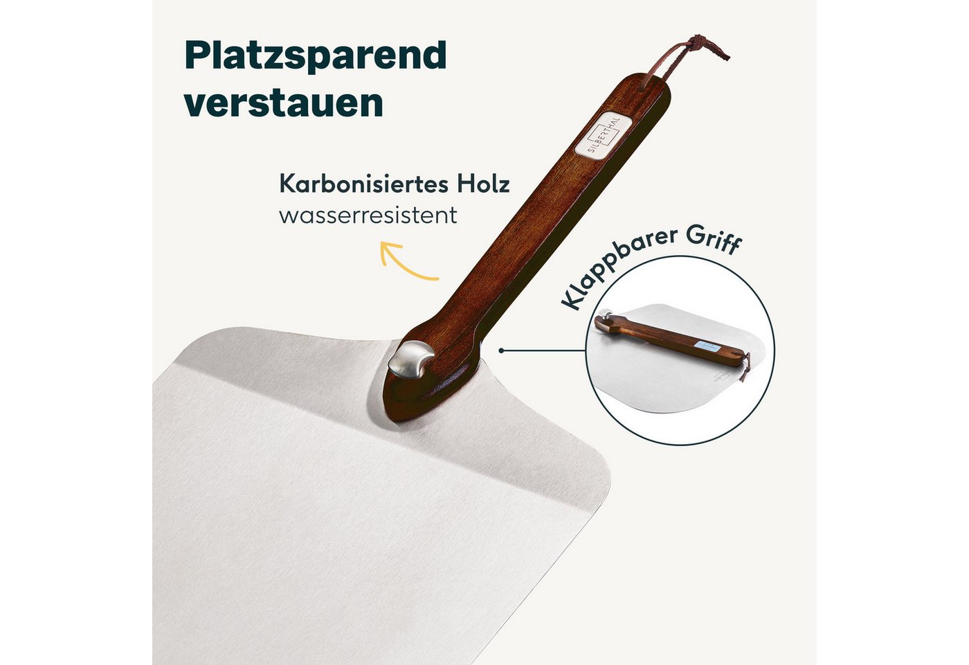 SILBERTHAL Pizzaschieber Edelstahl Ø 30 cm, klappbar, rostfreier Edelstahl – Bild 3 von 5