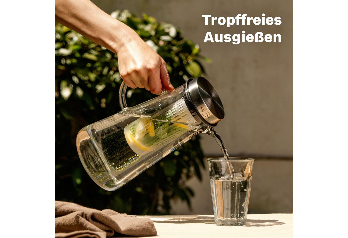 SILBERTHAL Wasserkaraffe aus Glas mit Deckel, (1-tlg), für Kalt- & Heißgetränke – Bild 4 von 5
