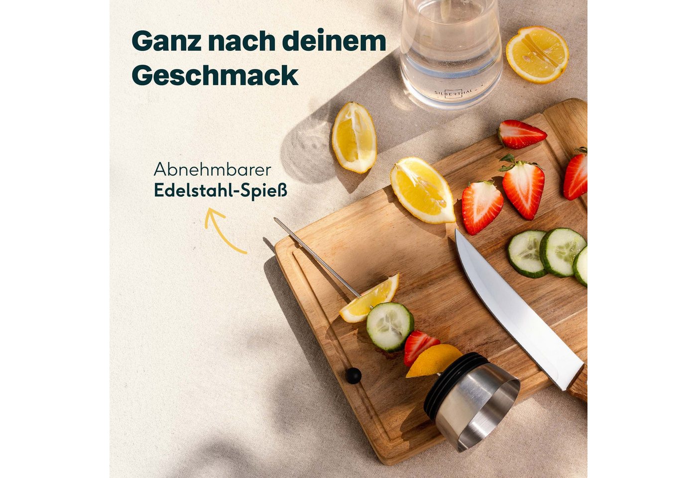 SILBERTHAL Wasserkaraffe Glaskaraffe mit Spieß, (1-tlg) – Bild 3 von 5