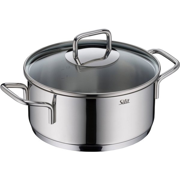 Silit Bratentopf Extra Cook, mit Glasdeckel, Edelstahl 18/10 (2-tlg), SiliTherm Universalboden, induktionsgeeignet, spülmaschinengeeignet
