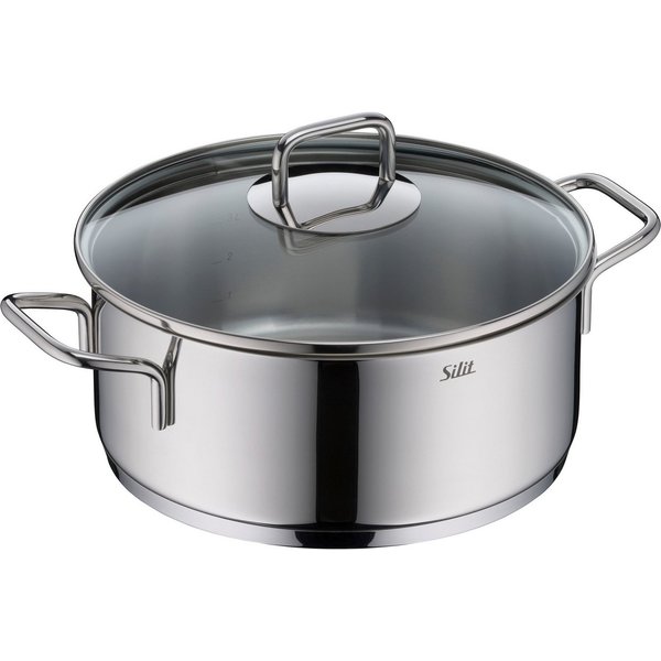 Silit Bratentopf Extra Cook, mit Glasdeckel, Edelstahl 18/10 (2-tlg), SiliTherm Universalboden, induktionsgeeignet, spülmaschinengeeignet