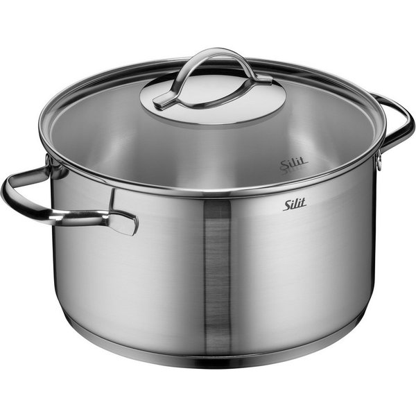 Silit Kochtopf Achat, Topf mit Deckel, Edelstahl 18/10 (2-tlg), rostfrei, Silitherm-Allherdboden, induktionsgeeignet