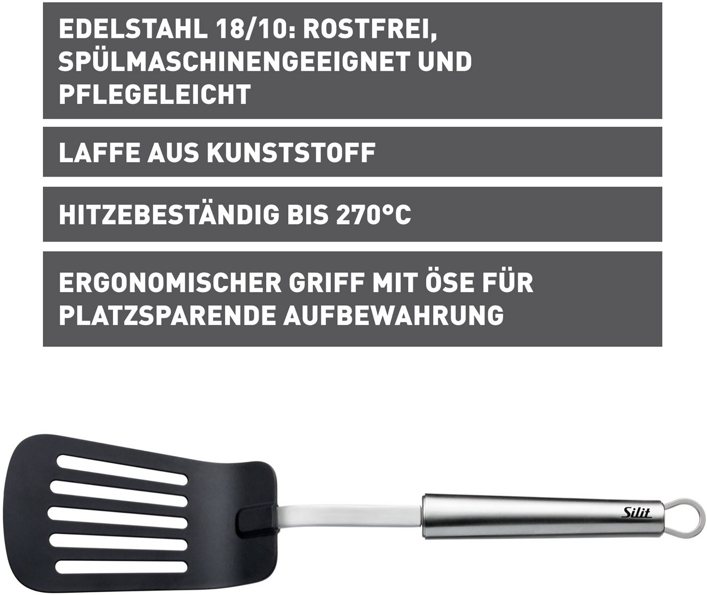 Silit Pfannenwender Classic Line, für Antihaft-Kochgeschirr, hitzebeständig bis 260°C, spülmaschinenfest – Bild 5 von 5