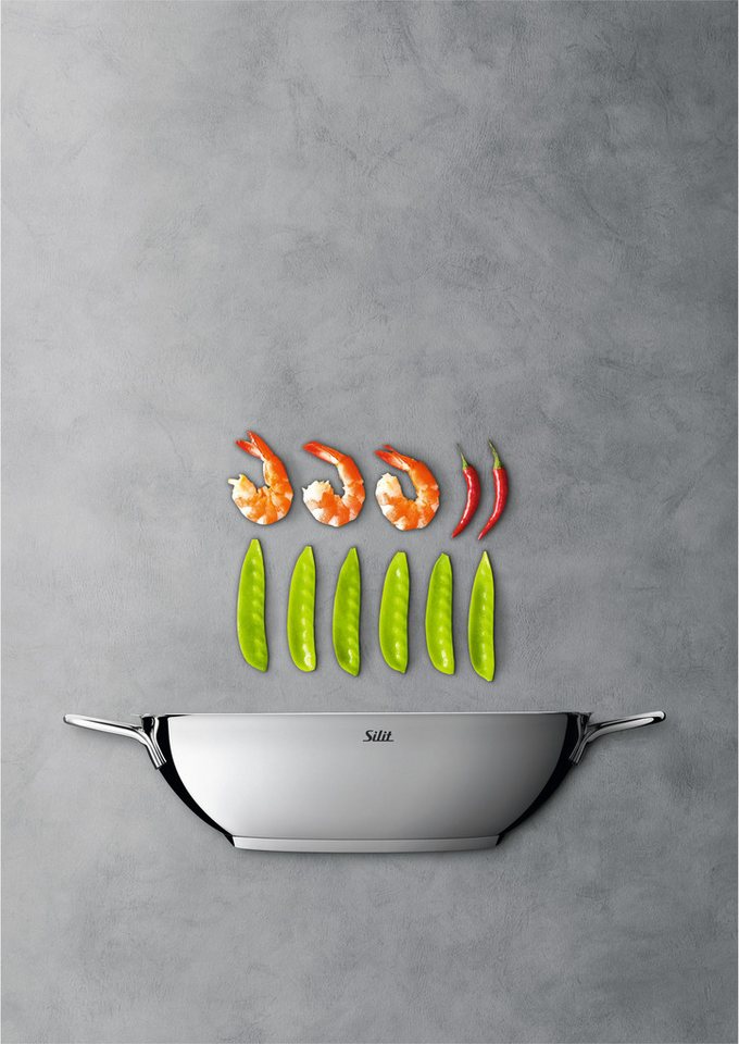 Silit Wok Wokpfanne Induktion, Cromargan® Edelstahl Rostfrei 18/10 (1-tlg), ideal für energiesparendes Kochen, für alle Herdarten geeignet – Bild 3 von 5