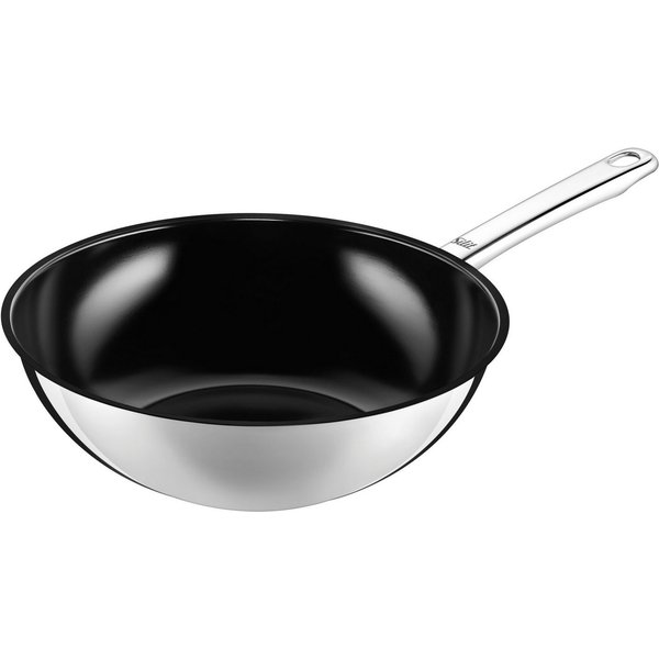 Silit Wok Wuhan, Ø 28 cm, Wokpfanne Induktion, keramische Antihaftbeschichtung, Edelstahl 18/10, ideal für scharfes Anbraten, für alle Herdarten geeignet