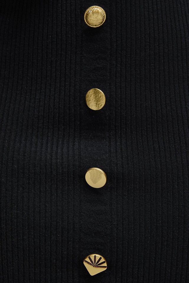 Silk and Cashmere Midirock Schwarzer, gerippter Minirock „Stella“ aus reiner Wolle für Damen – Bild 2 von 4