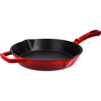 SILVERCREST® Premium-Gusseisengrillpfanne / Premium-Gusseisenpfanne (Rund, Rot)