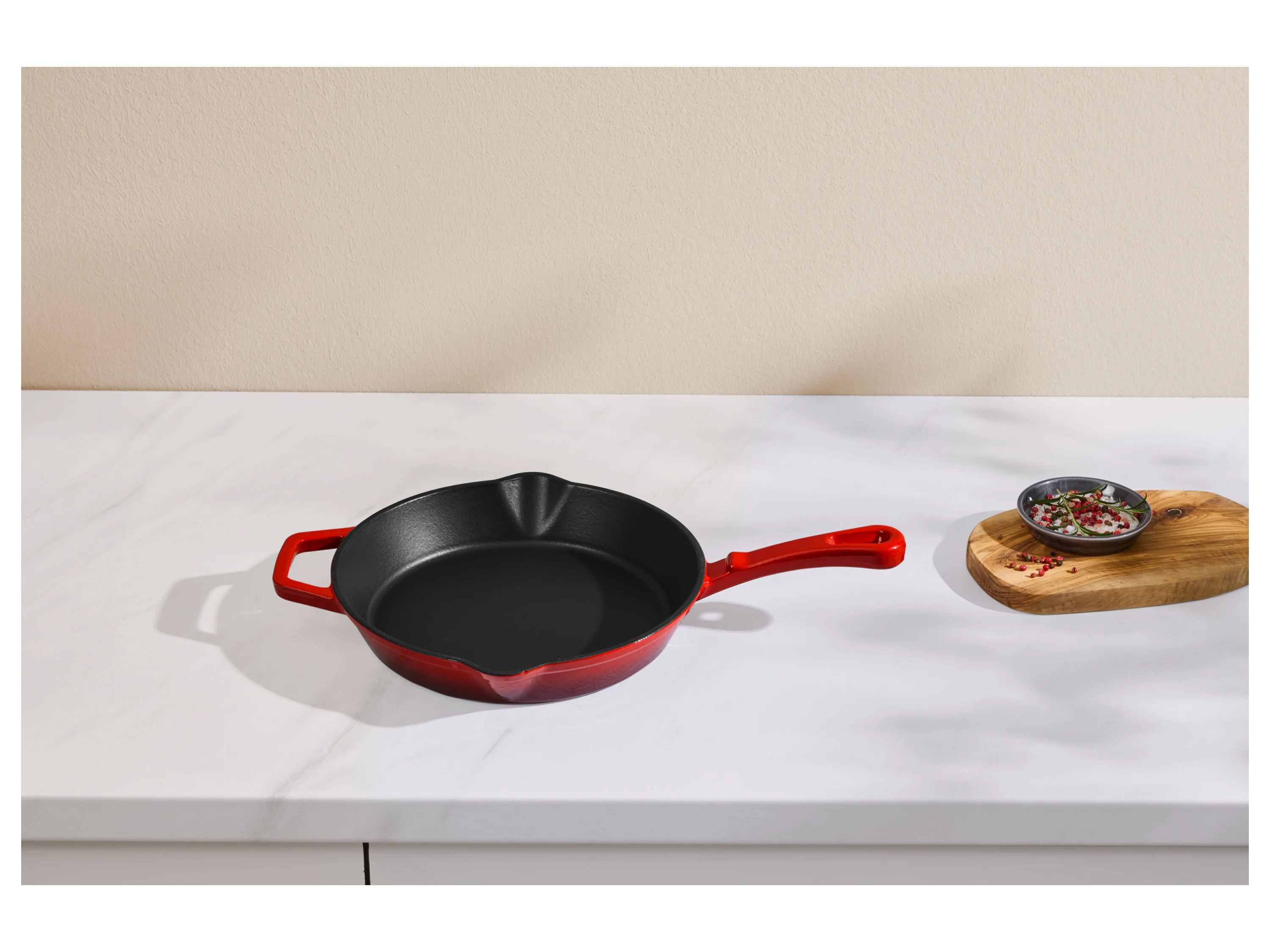 SILVERCREST® Premium-Gusseisengrillpfanne / Premium-Gusseisenpfanne (Rund, Rot) – Bild 4 von 4