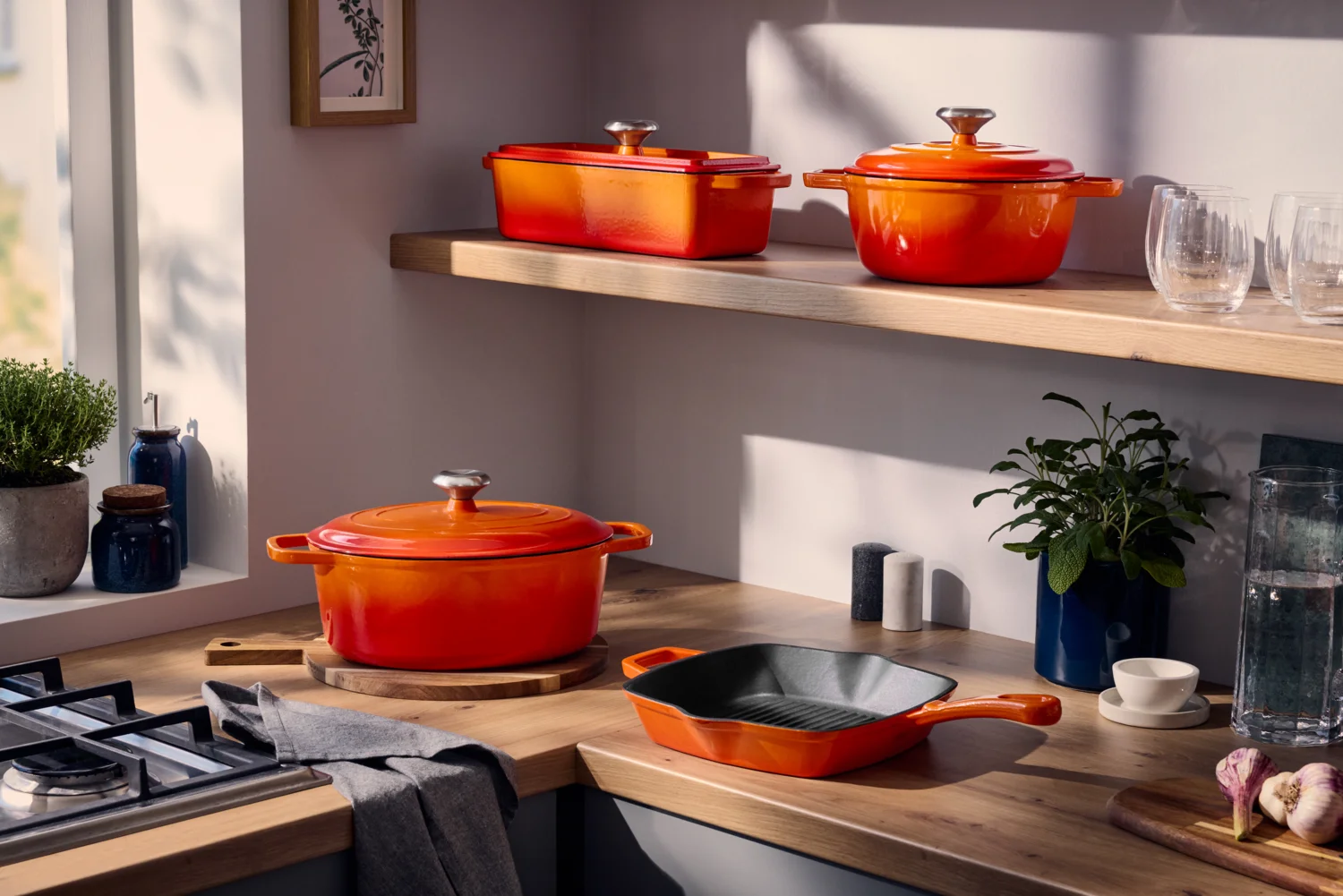 SILVERCREST® Premium-Gusseisengrillpfanne / Premium-Gusseisenpfanne (Rund, Orange) – Bild 2 von 4