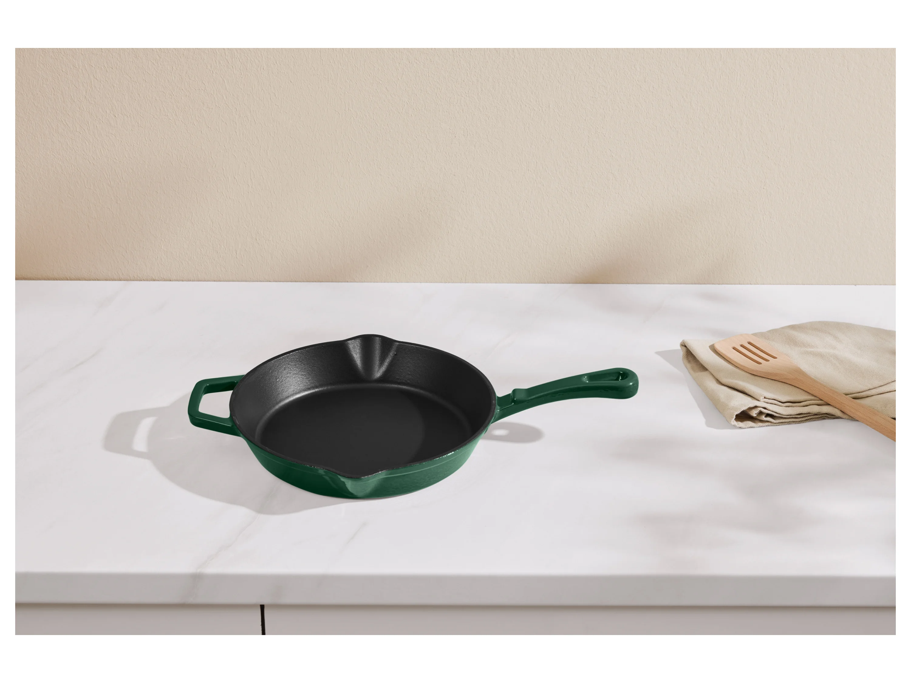 SILVERCREST® Premium-Gusseisengrillpfanne / Premium-Gusseisenpfanne (Rund, Grün) – Bild 4 von 4