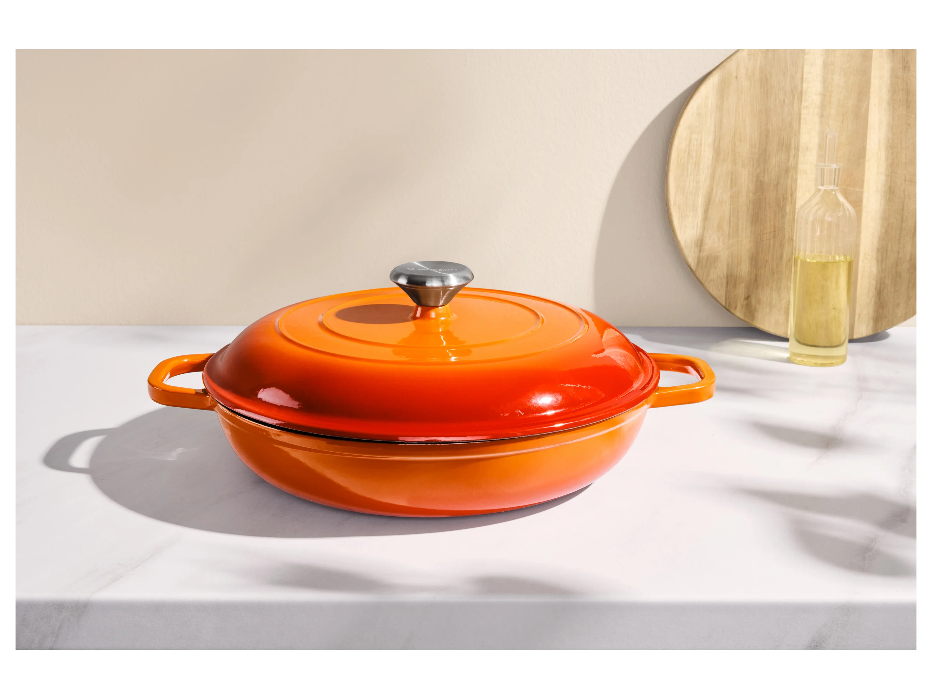 SILVERCREST® Premium-Gusseisenservierpfanne, Ø 30 cm (Orange) – Bild 3 von 4