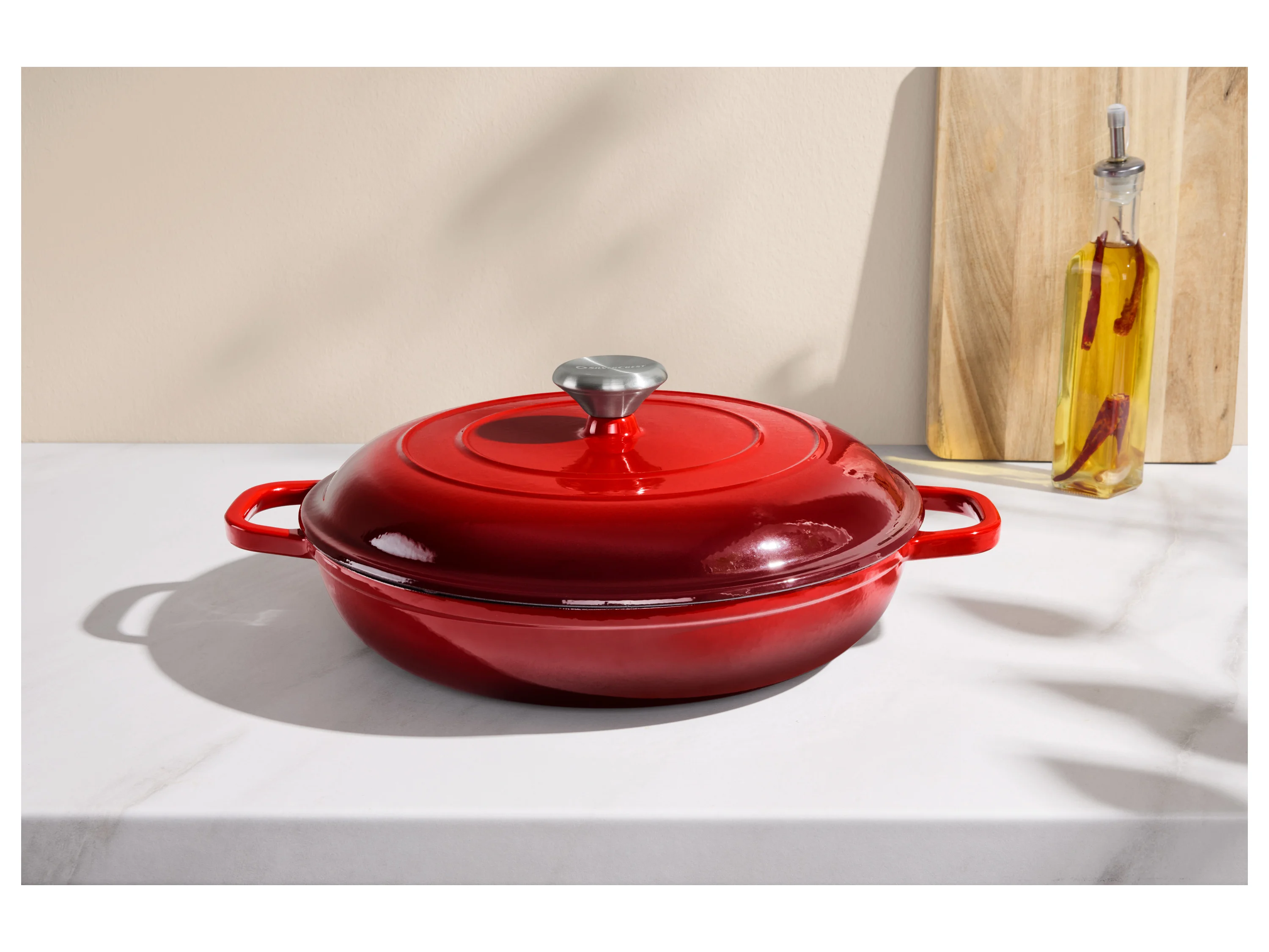 SILVERCREST® Premium-Gusseisenservierpfanne, Ø 30 cm (Rot) – Bild 3 von 4