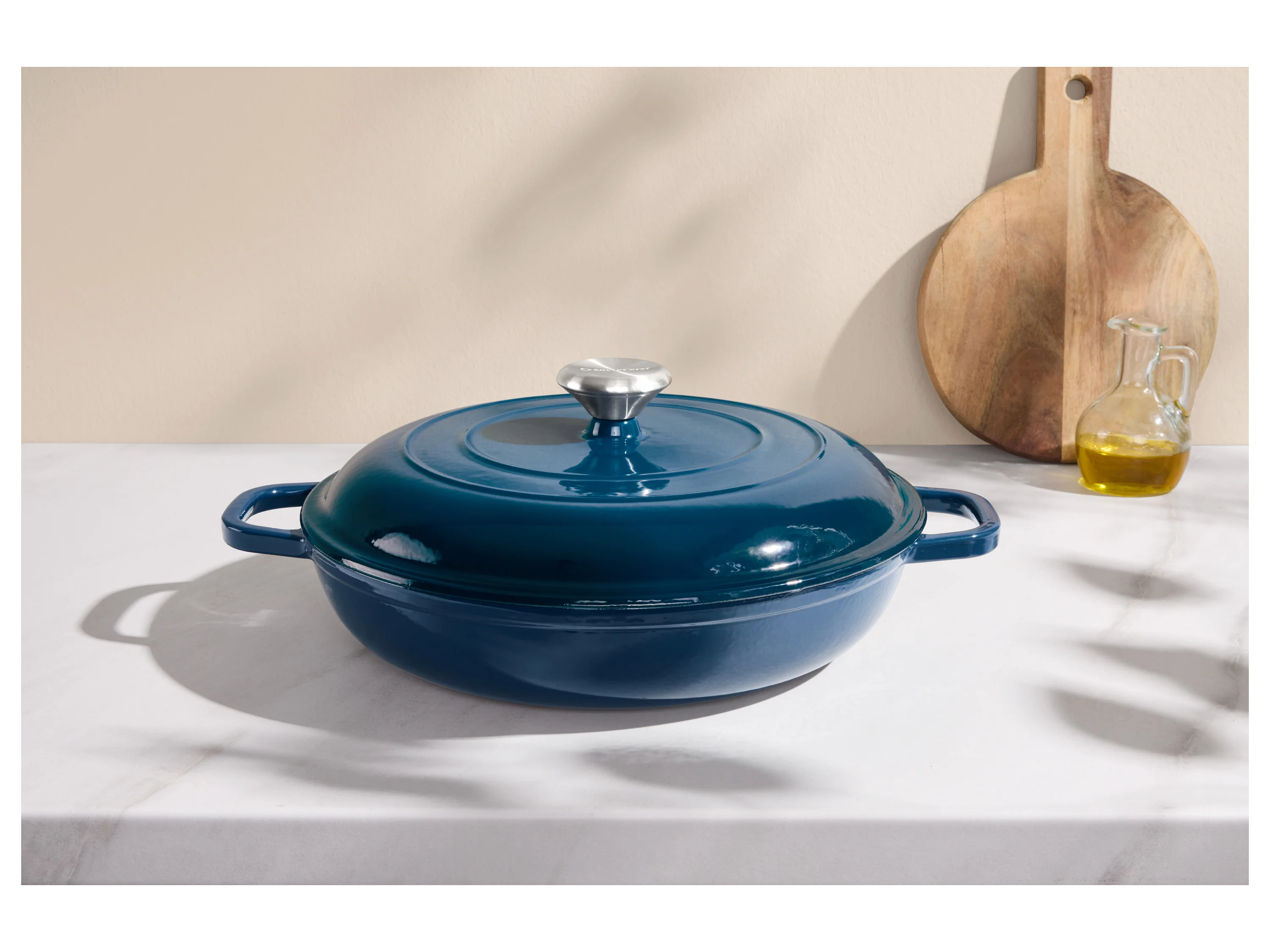 SILVERCREST® Premium-Gusseisenservierpfanne, Ø 30 cm (Dunkelblau) – Bild 3 von 4