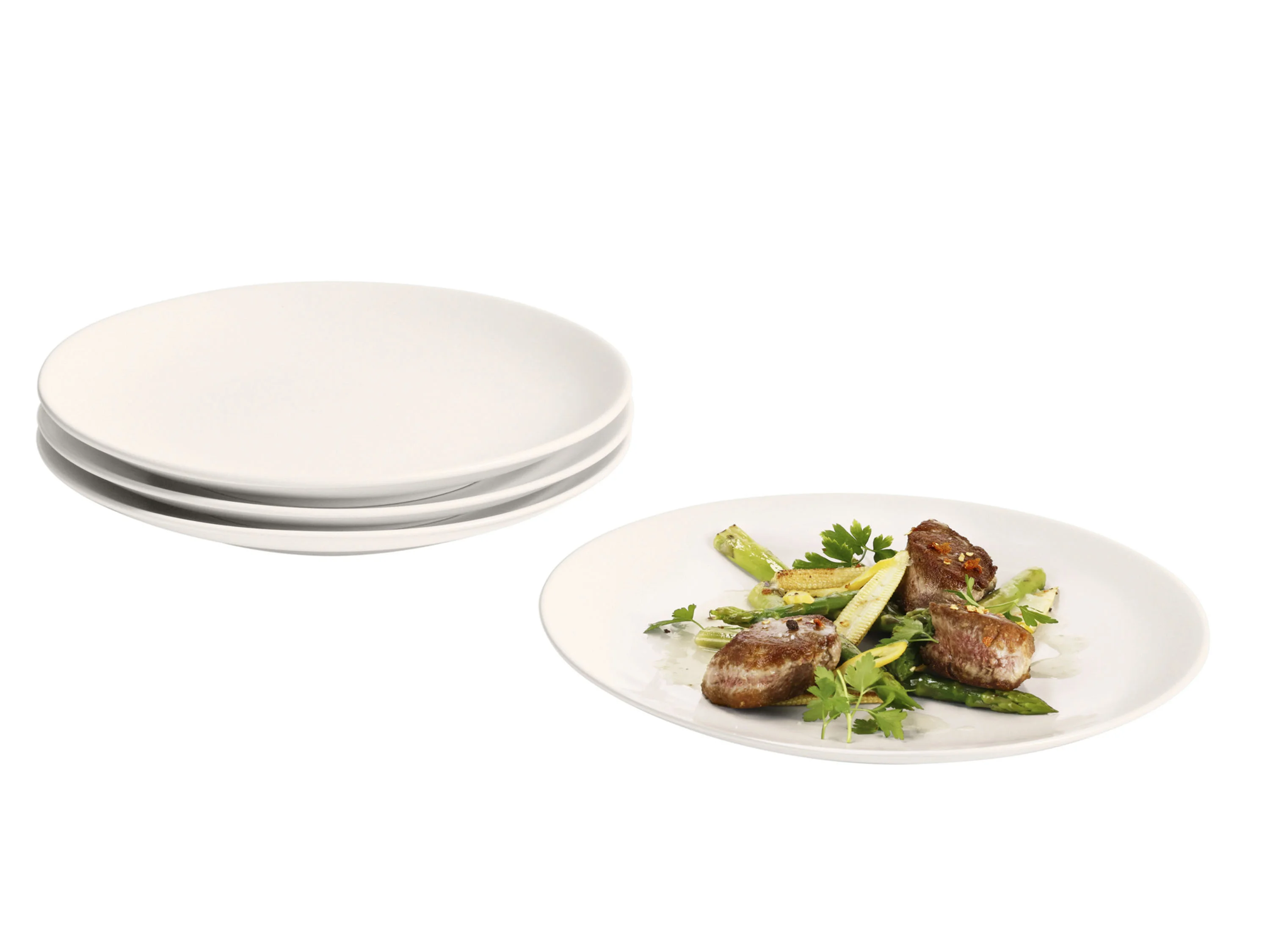 SILVERCREST® Speiseteller- Suppenteller-Set, 4-teilig (Weiß) – Bild 2 von 4