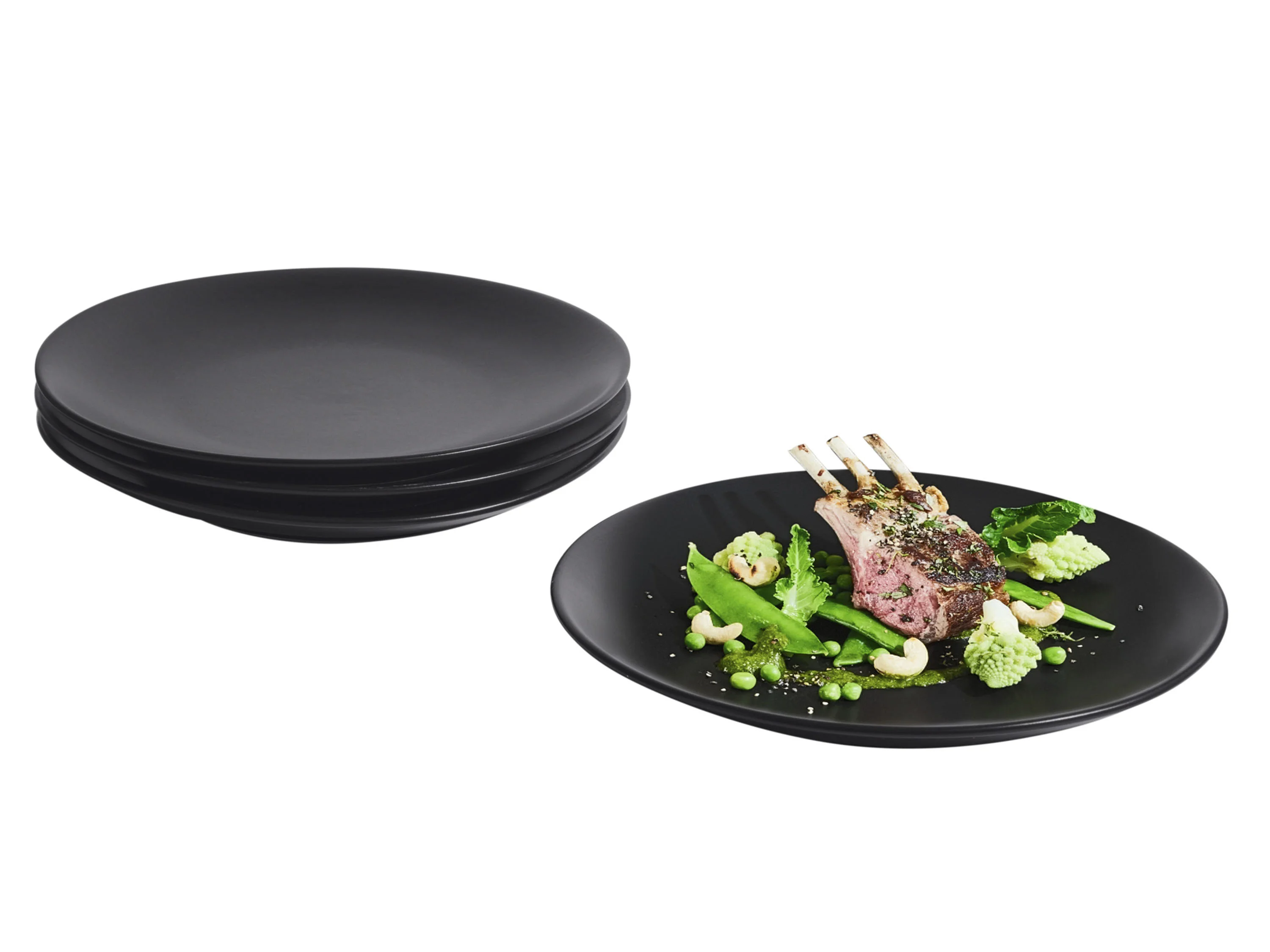 SILVERCREST® Speiseteller- Suppenteller-Set, 4-teilig (Schwarz) – Bild 2 von 4