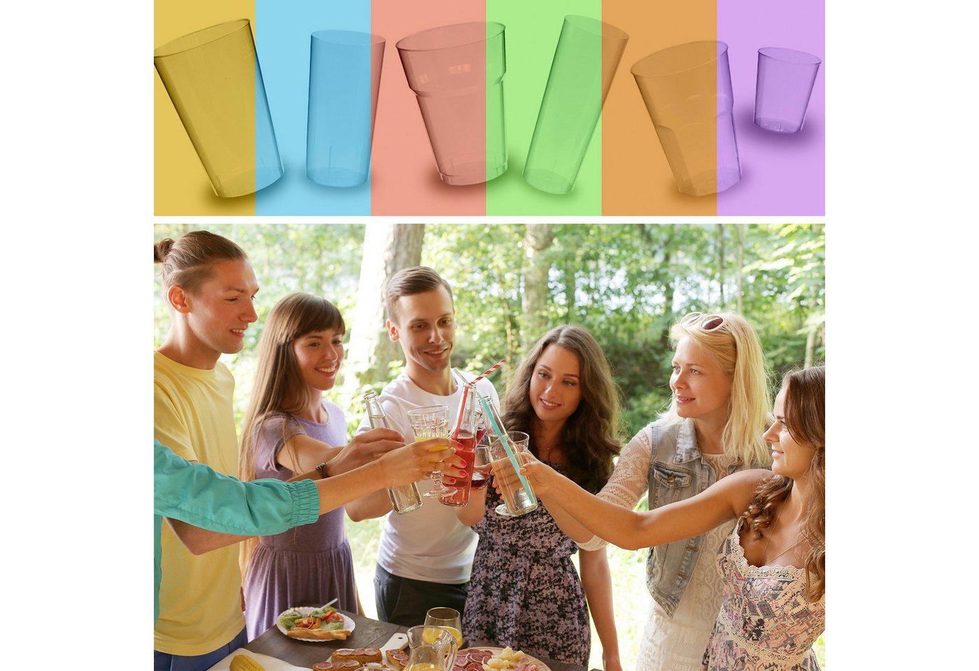 silverkitchen Mehrwegbecher Mehrwegbecher Plastik 0,4L, Kunstststoff Polypropylen, (200-tlg), bruchsichere Cocktail Becher, Made in Germany – Bild 2 von 5