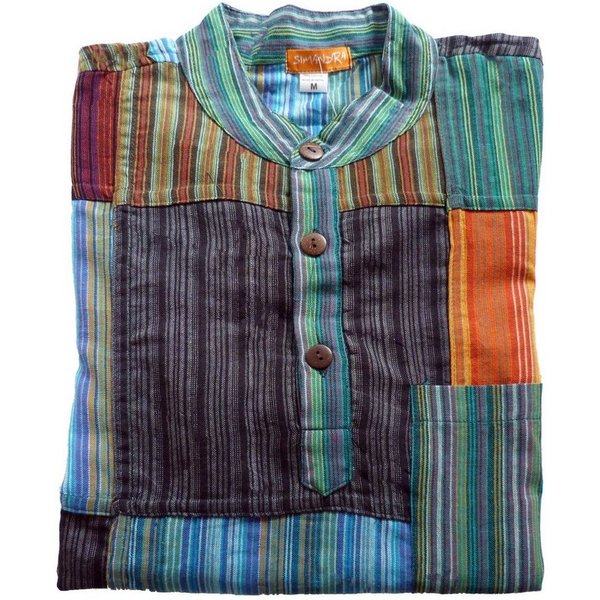 SIMANDRA Langarmhemd Patchwork Hemd Bash